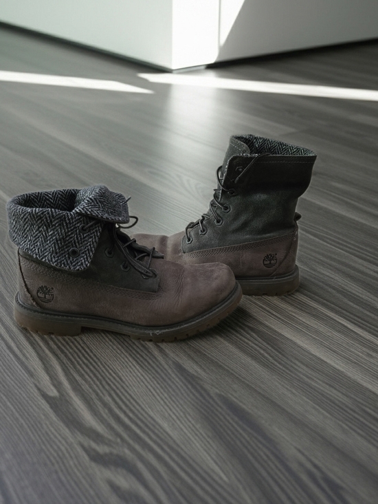 Timberland Shoes - Timberland Harris Tweed Leather Fold-Down Collar Lace-Up Boots